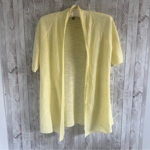 Eileen Fisher Light Yellow Open Cardigan Short Sleeve